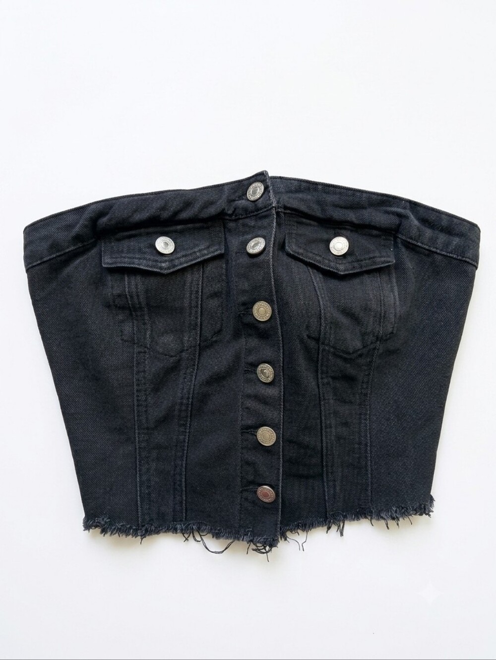 Black denim Button Tube Top Size Small (4)